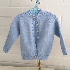 Light Blue Baby Boy Knit Button-Front Cardigan Sweater Size 18-24 Months